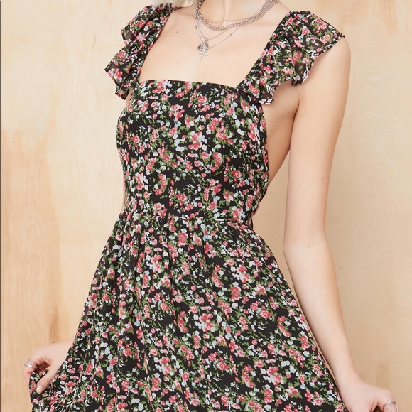 Dolls Kill Floral Apron Dress Open Back - Picture 3 of 3